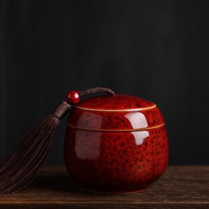 Medium Red Ceramic Tea Jar