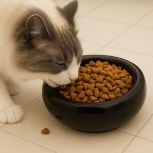 Black Ceramic Pet Bowl for Cats & Dogs