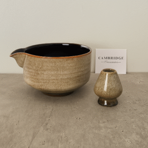Beige Matcha Bowl & Whisk Holder