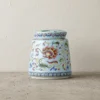 blue floral pattern tea jar