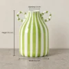 green lime striped vase with measurements
