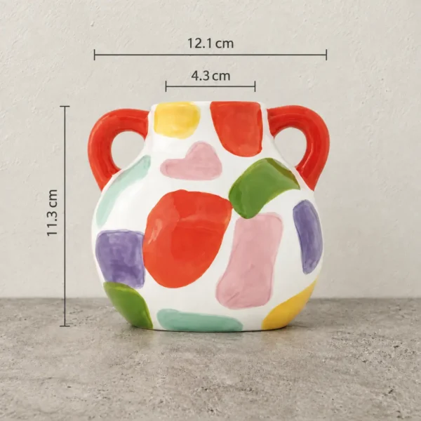 small colourful ceramic vase 3 with measurments